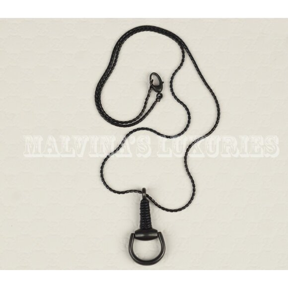 GUCCI NECKLACE HORSEBIT PENDANT .925 STERLING SILVER LEATHER WRAP - Picture 2 of 7